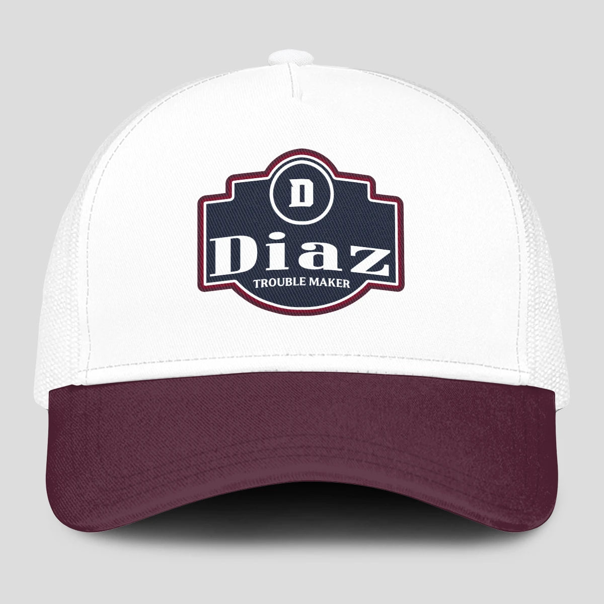 Trouble Maker Burgundy And White Funny Mesh Cap DIAZ 13K1 C201PF