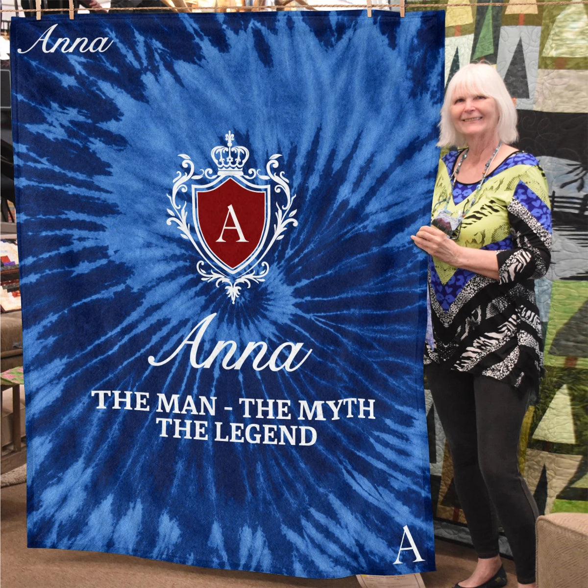 The Man The Myth The Legend Blue Waves Fleece Blanket ANNA 13K1 BK11