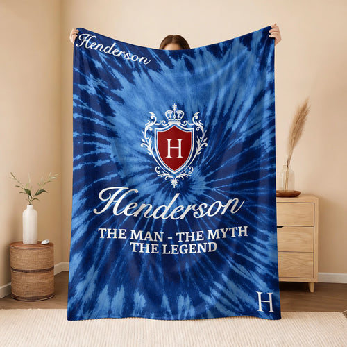 The Man The Myth The Legend Blue Waves Fleece Blanket HENDERSON 13K1 BK11