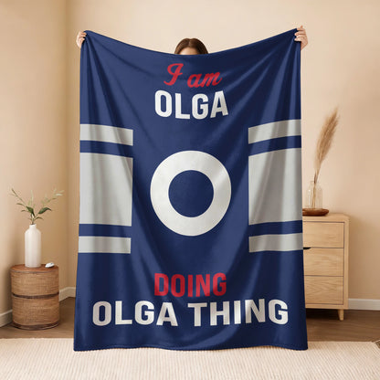 I'm Name Doing Name Things Navy Fleece Blanket OLGA 13K1 BK51