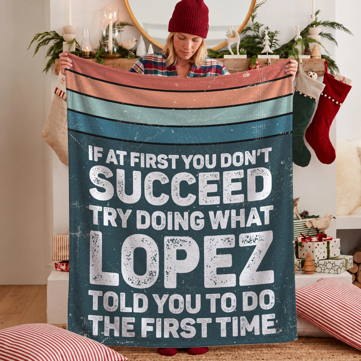 If At First You Don’t Succeed Retro Green Fleece Blanket LOPEZ 13K1 BK29