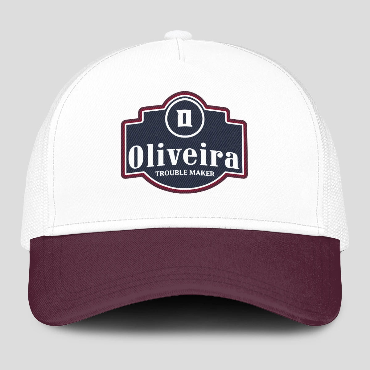 Trouble Maker Burgundy And White Funny Mesh Cap OLIVEIRA 13K1 C201PF