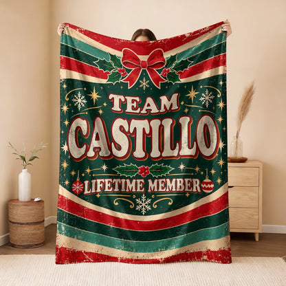 Team Your Name Lifetime Member Christmas Fleece Blanket CASTILLO 13K1 BK52