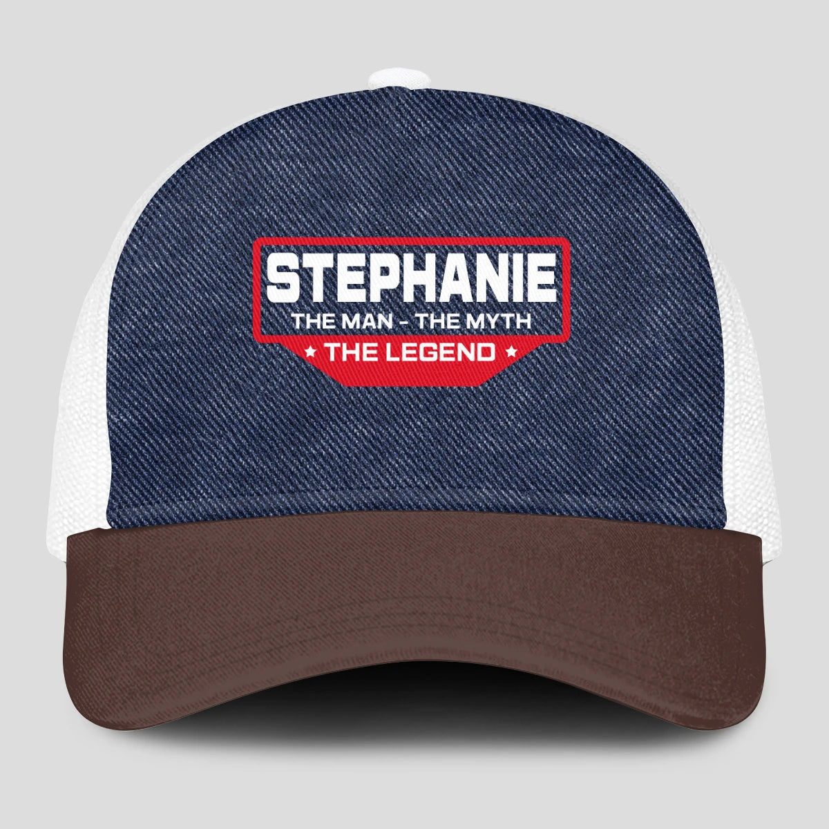 The Man The Myth The Legend Navy Brown And White Mesh Cap STEPHANIE 13K1 C200PF