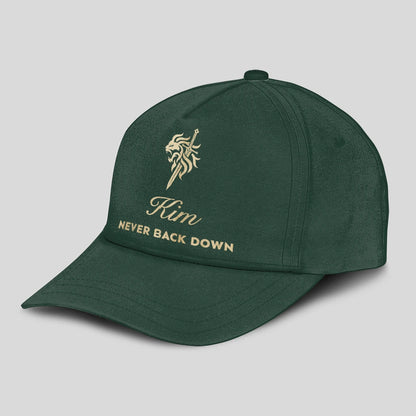 Never Back Down Lion And Sword Sage Green Cap KIM 13K1 C178PF
