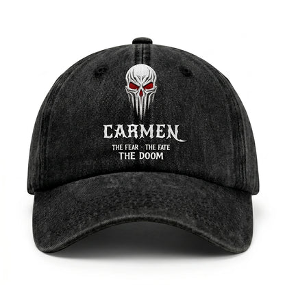 Your Name The Fear The Fate The Doom Skull Washed Cap CARMEN 13K1 C98PF