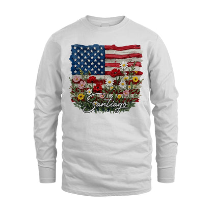 SANTIAGO 13K1-549 Personalize Name - Design American flag and flowers