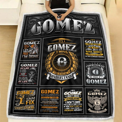 GOMEZ Personalized Blanket | Custom Name Cozy Throw Gift 13K1-BK2