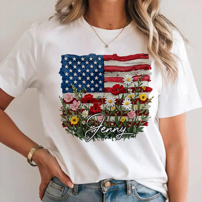 JENNY 13K1-549 Personalize Name - Design American flag and flowers