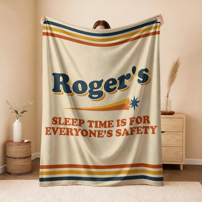 Your Name's Sleep Time Funny Retro Fleece Blanket ROGER 13K1 BK67