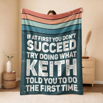 If At First You Don’t Succeed Retro Green Fleece Blanket KEITH 13K1 BK29