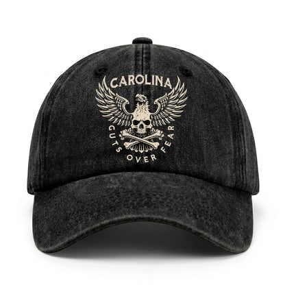 Your Name Guts Over Fear With Eagle And Skull Washed Cap CAROLINA 13K1 C75PF