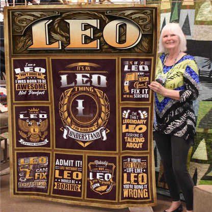 LEO Personalized Blanket | Custom Name Cozy Throw Gift 13K1-BK4