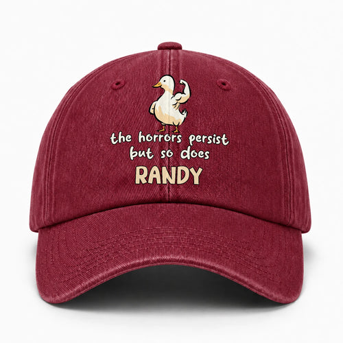 The Horrors Persist But So Does Your Name Funny Goose Burgundy Washed Cap RANDY 13K1 C126PF