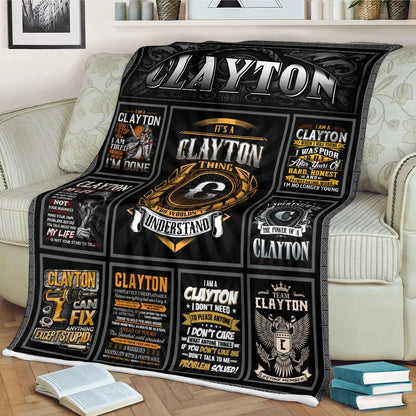 CLAYTON Personalized Blanket | Custom Name Cozy Throw Gift 13K2-BK2