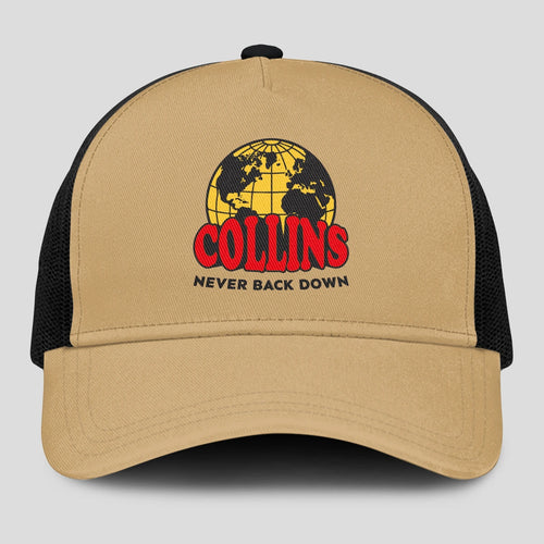 Never Back Down World Logo Khaki Mesh Cap COLLINS 13K1 C212PF