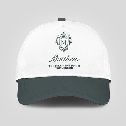 The Man The Myth The Legend Elegant Gray And White Cap MATTHEW 13K1 C170PF