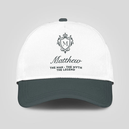 The Man The Myth The Legend Elegant Gray And White Cap MATTHEW 13K1 C170PF