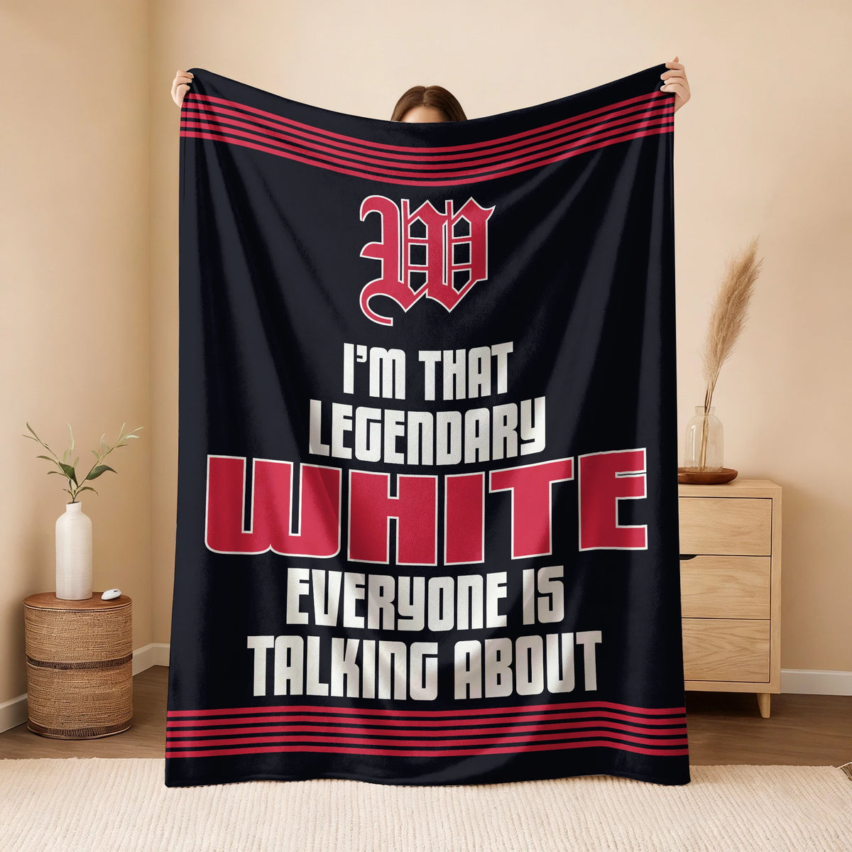 I'm That Legendary Name Dark Red Fleece Blanket WHITE 13K1 BK48