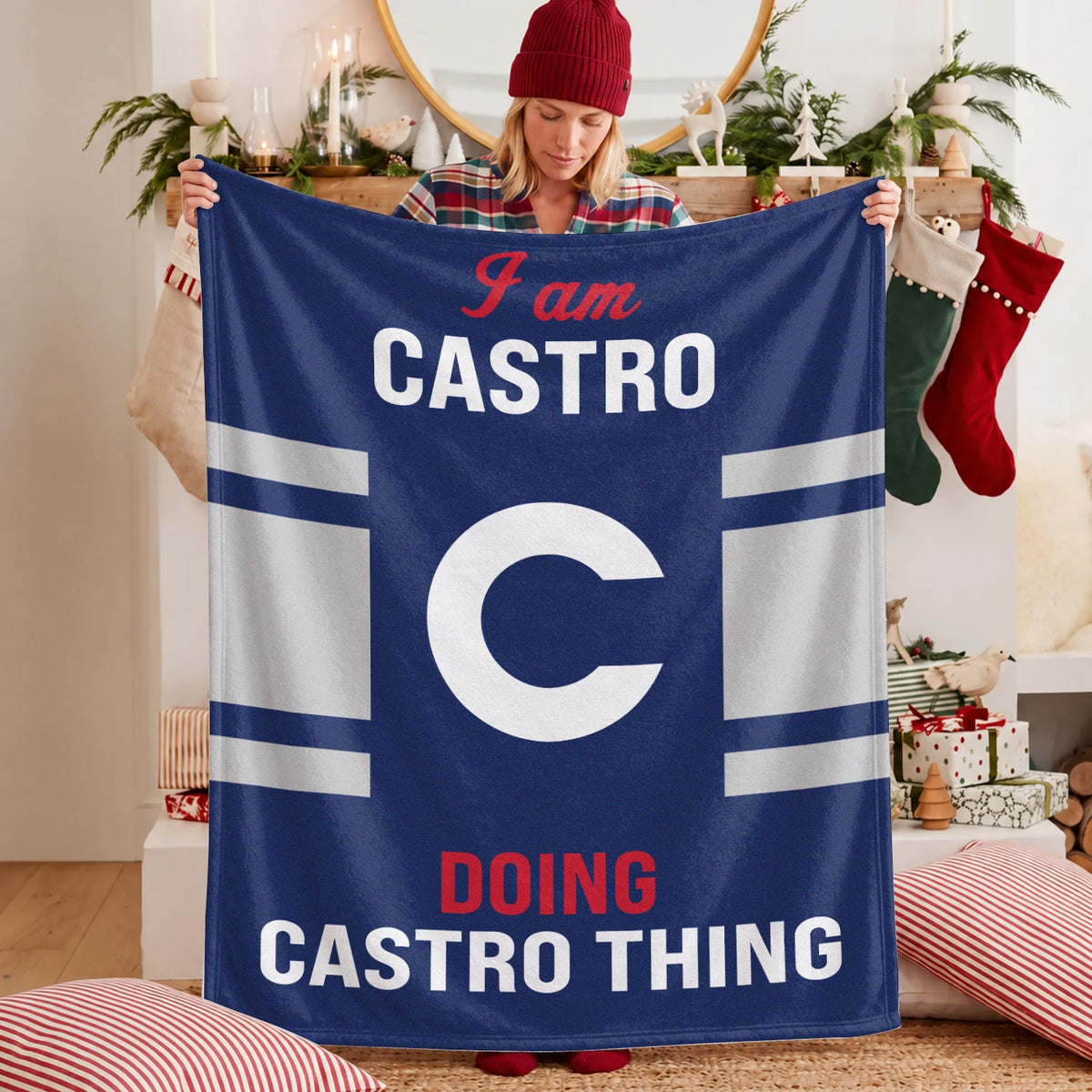 I'm Name Doing Name Things Navy Fleece Blanket CASTRO 13K1 BK51