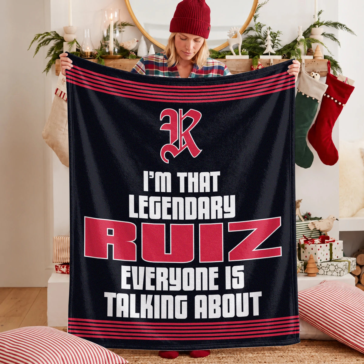 I'm That Legendary Name Dark Red Fleece Blanket RUIZ 13K1 BK48