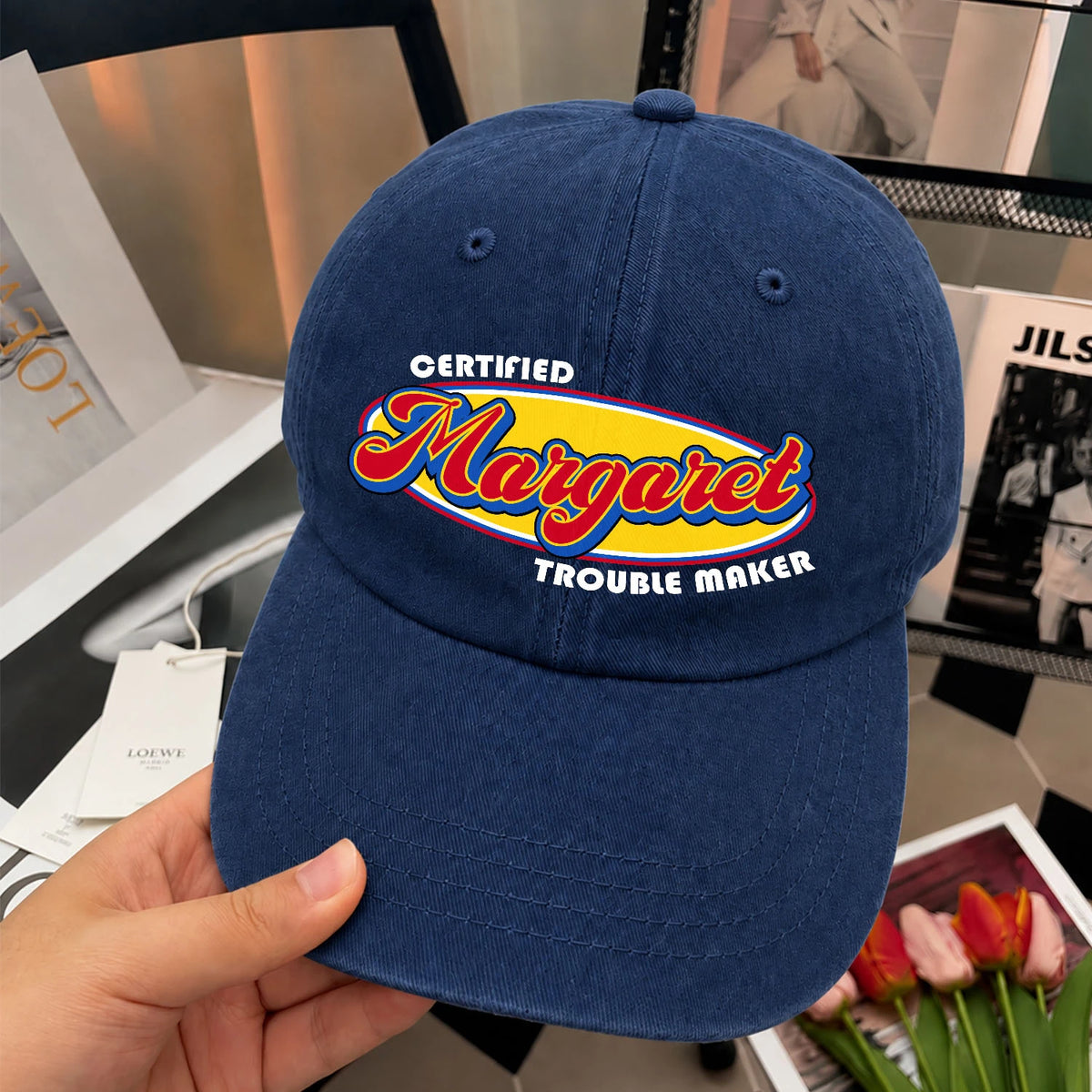 Certified Your Name Trouble Maker Washed Cap MARGARET 13K1 C73PF