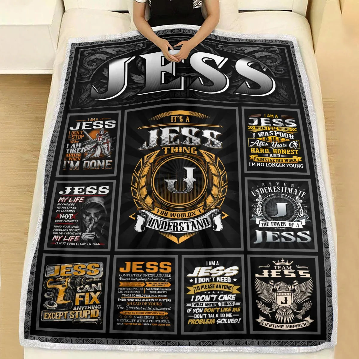 JESS Personalized Blanket | Custom Name Cozy Throw Gift 13K2-BK2