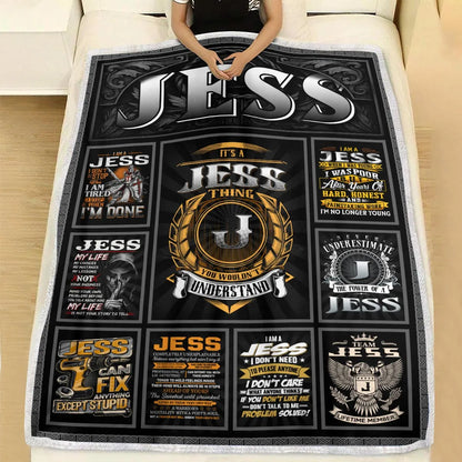 JESS Personalized Blanket | Custom Name Cozy Throw Gift 13K2-BK2