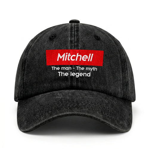 Your Name The Man The Myth The Legend Red Logo Washed Cap MITCHELL 13K1 C130PF