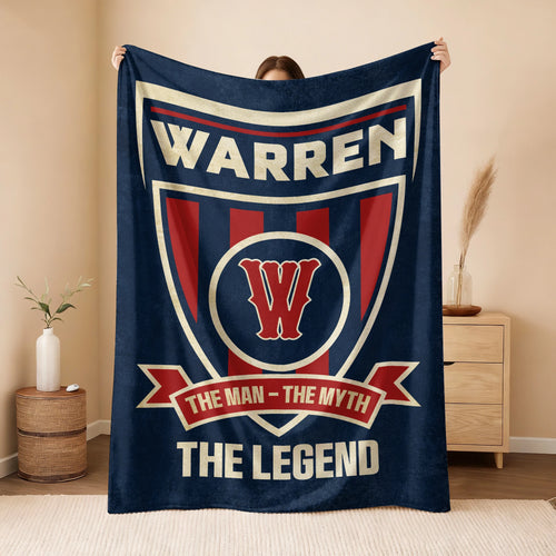 The Man The Myth The Legend Blue Burgundy Baseball Blanket WARREN 13K1 BK18