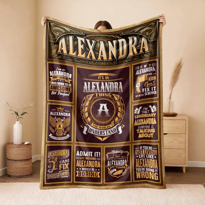 ALEXANDRA Personalized Blanket | Custom Name Cozy Throw Gift 13K1-BK4