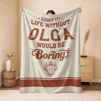 Life Without Your Name Would Be Boring Cream Terracotta Blanket OLGA 13K1 BK24