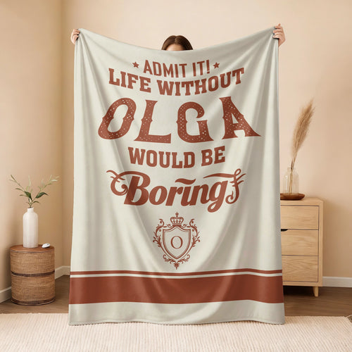 Life Without Your Name Would Be Boring Cream Terracotta Blanket OLGA 13K1 BK24