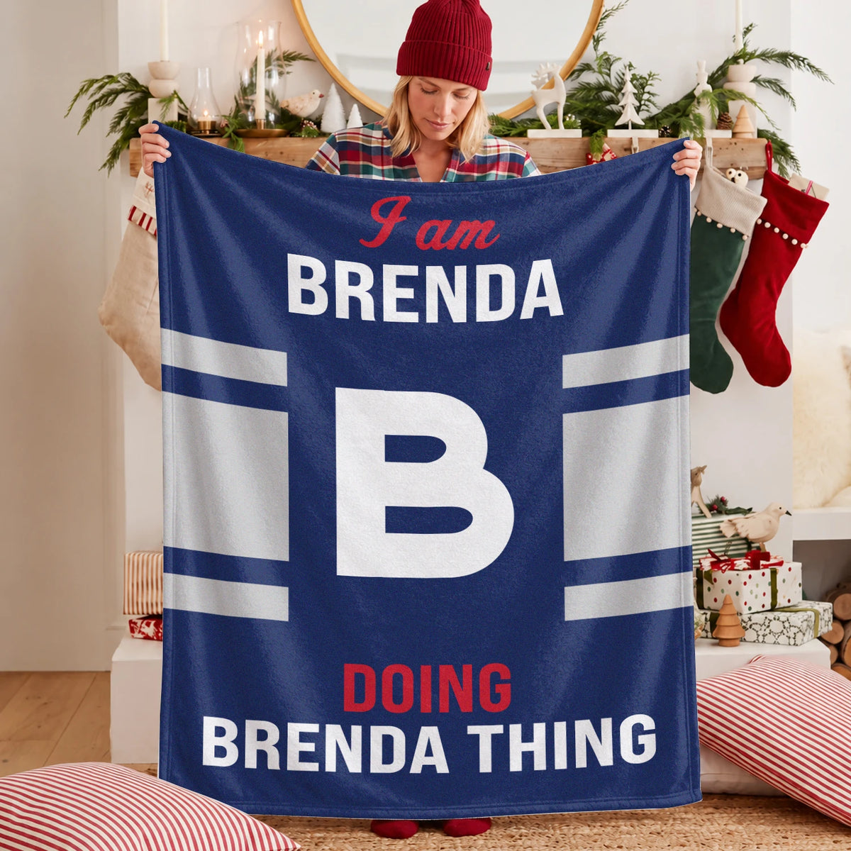 I'm Name Doing Name Things Navy Fleece Blanket BRENDA 13K1 BK51