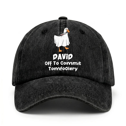 Off To Commit Tomfoolery Funny Goose Washed Cap DAVID 13K1 C131PF
