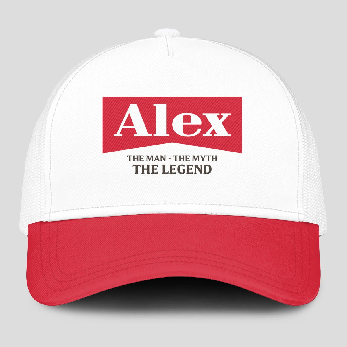 The Man The Myth The Legend Red And White Mesh Cap ALEX 13K1 C197PF