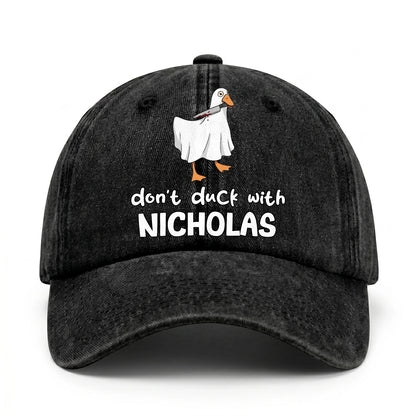 Don't Duck With Your Name Funny Washed Cap NICHOLAS 13K1 C129PF