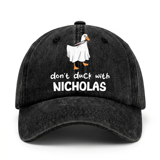 Don't Duck With Your Name Funny Washed Cap NICHOLAS 13K1 C129PF