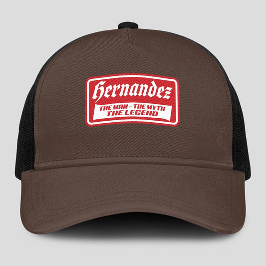 The Man The Myth The Legend Red Logo Brown Mesh Cap HERNANDEZ 13K1 C203PF