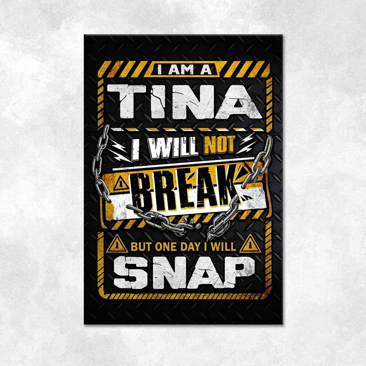 TINA Motivational Rug – Black & Yellow Quote Carpet for Living Room 13K1-AR1