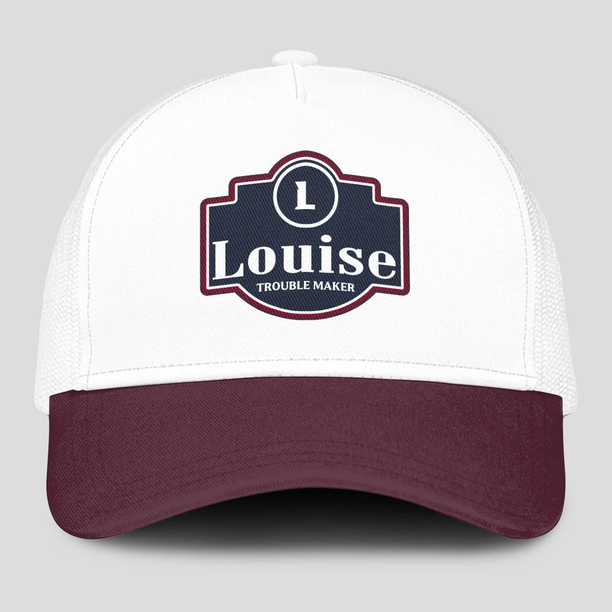 Trouble Maker Burgundy And White Funny Mesh Cap LOUISE 13K1 C201PF