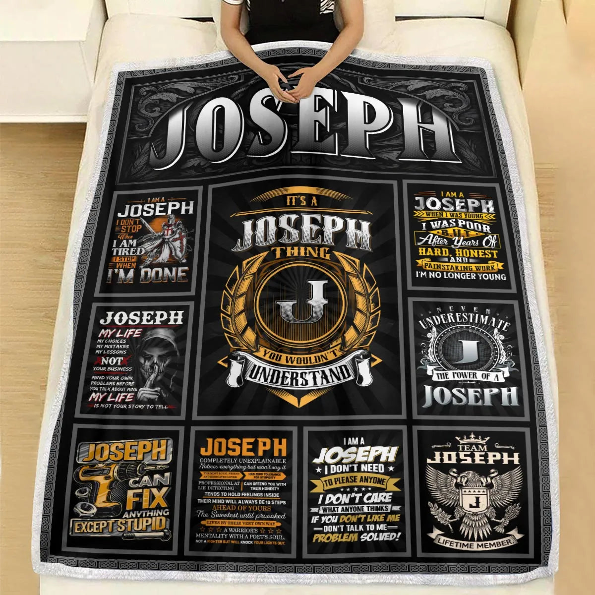 JOSEPH Personalized Blanket | Custom Name Cozy Throw Gift 13K1-BK2