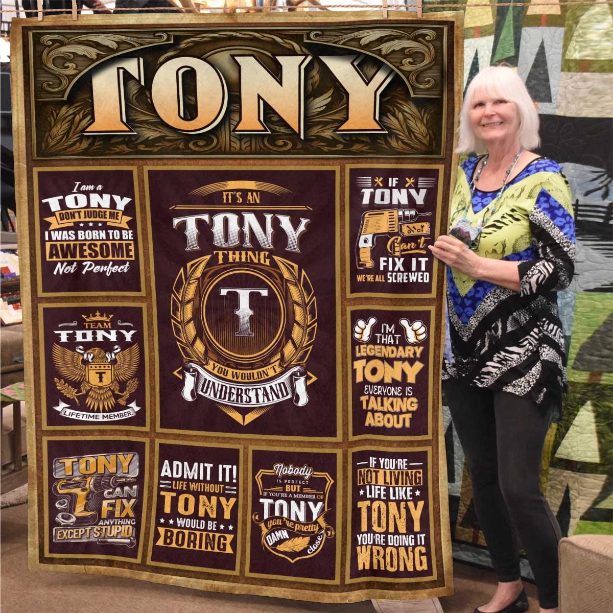 TONY Personalized Blanket | Custom Name Cozy Throw Gift 13K1-BK4