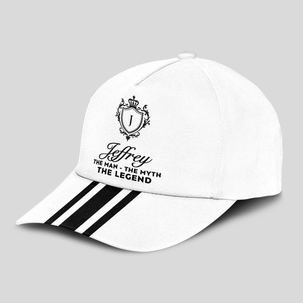 The Man The Myth The Legend Navy And White Striped Cap JEFFREY 13K1 C144PF