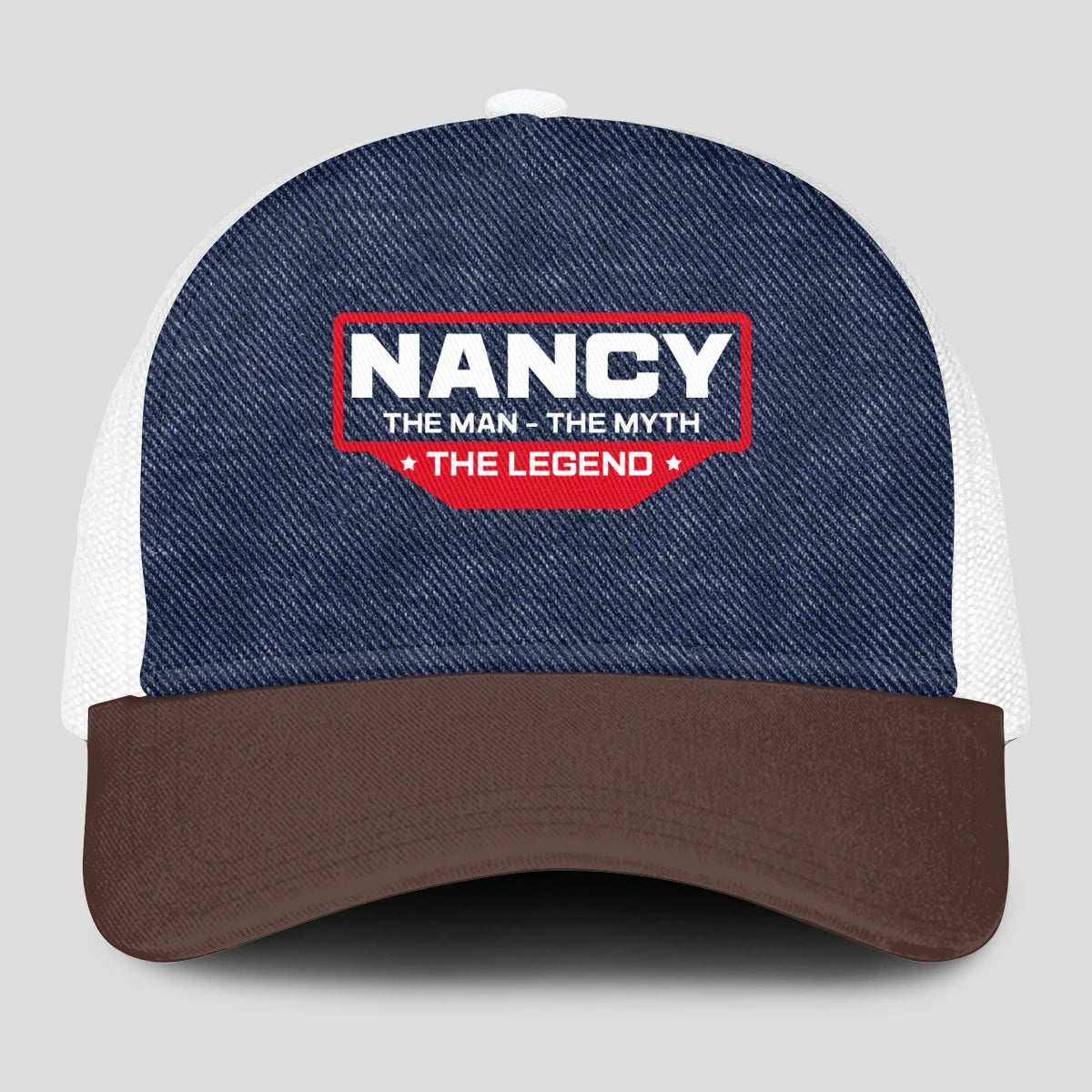 The Man The Myth The Legend Navy Brown And White Mesh Cap NANCY 13K1 C200PF