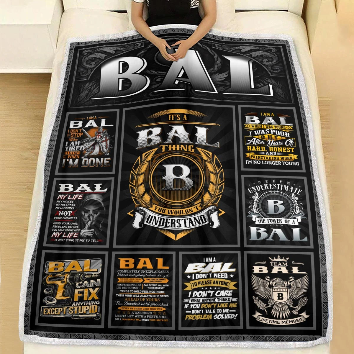 BAL Personalized Blanket | Custom Name Cozy Throw Gift 13K5-BK2