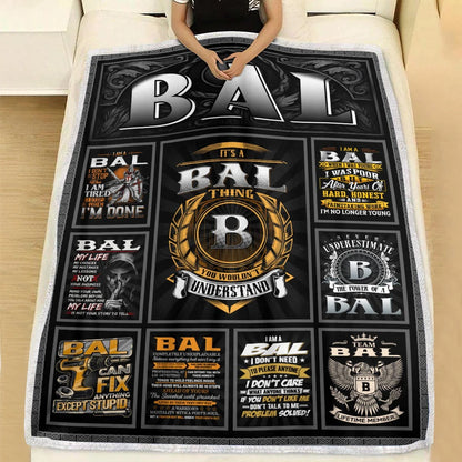 BAL Personalized Blanket | Custom Name Cozy Throw Gift 13K5-BK2