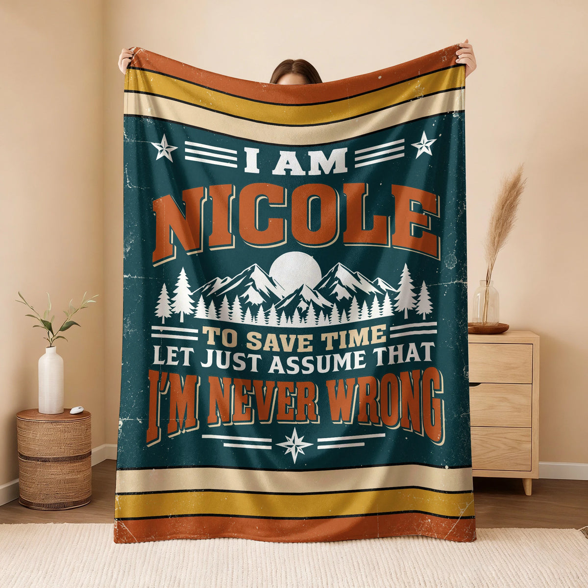 I'm Name Never Wrong Funny Retro Fleece Blanket NICOLE 13K1 BK66