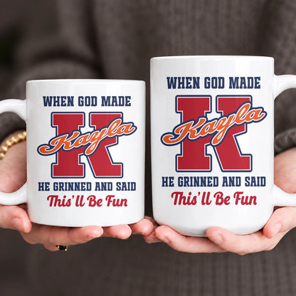When God Made Your Name Personalized Baseball Mug KAYLA 13K1 MG07