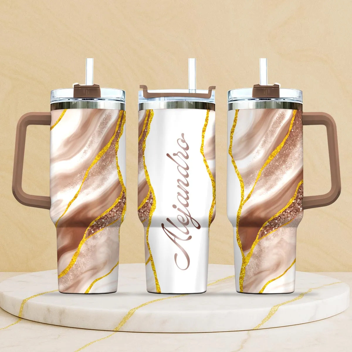 ALEJANDRO 40oz Personalized Tumbler Cup with Straw | Custom Stainless Steel Mug 13K1-TB1